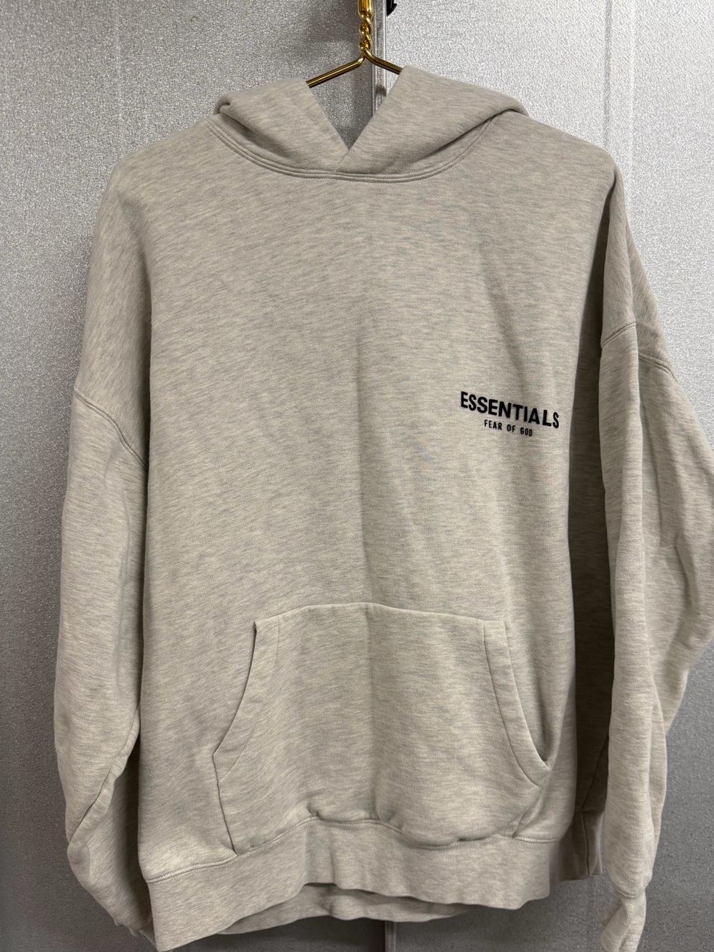 Fear of God Essentials Hoodie Oatmeal Logo Pullover L